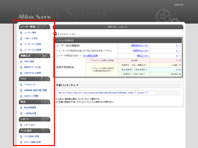 管理者メニュー群