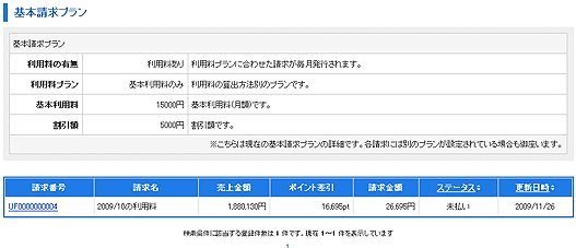 サイト利用料の基本プランと請求一覧