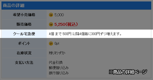 商品の詳細ページでの表示例