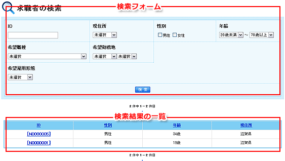 求人企業による求職者の検索