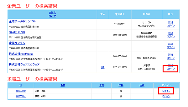 ゴッドモードログインリンクの位置