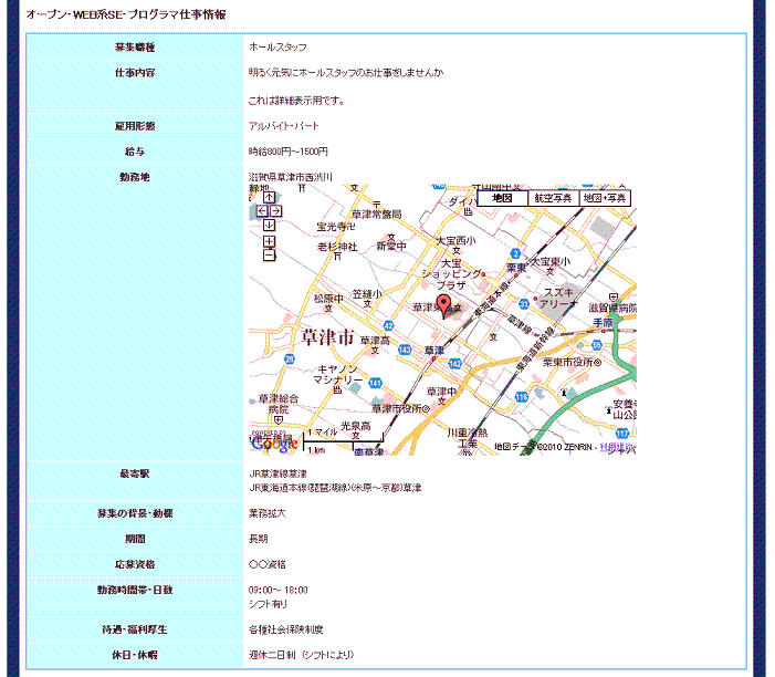求人企業から見た求人情報の詳細ページ、注目ポイント