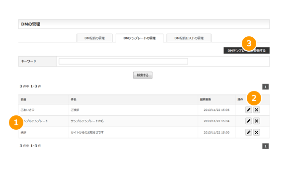 DMテンプレートの管理