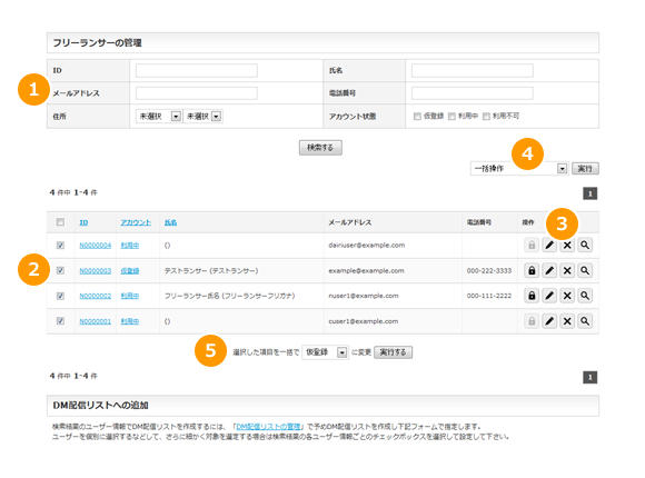 フリーランサーの管理