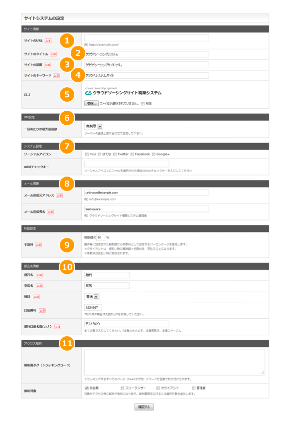 サイトシステムの設定