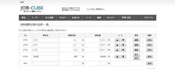 JOB-CUBEのカテゴリー設定