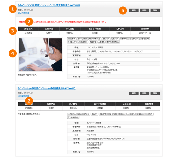 求人情報の一覧